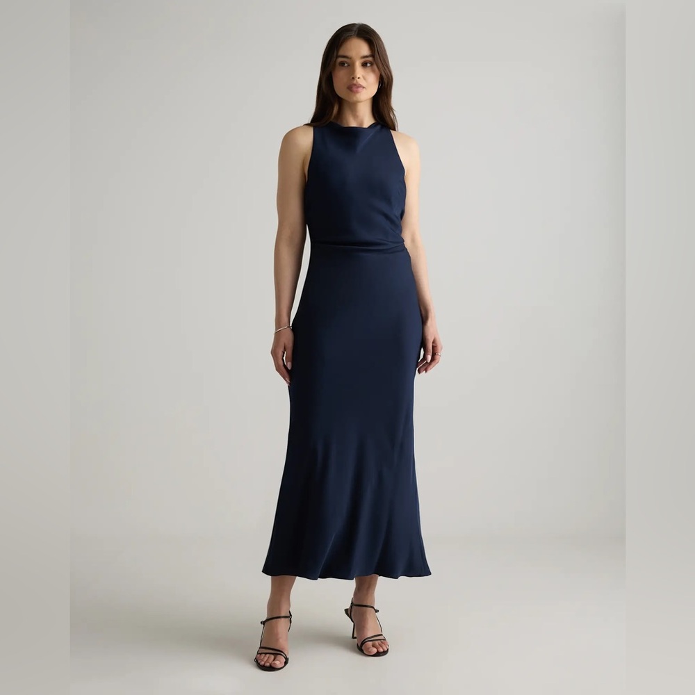 Quince Washable High Neck Silk Tank Midi Dress